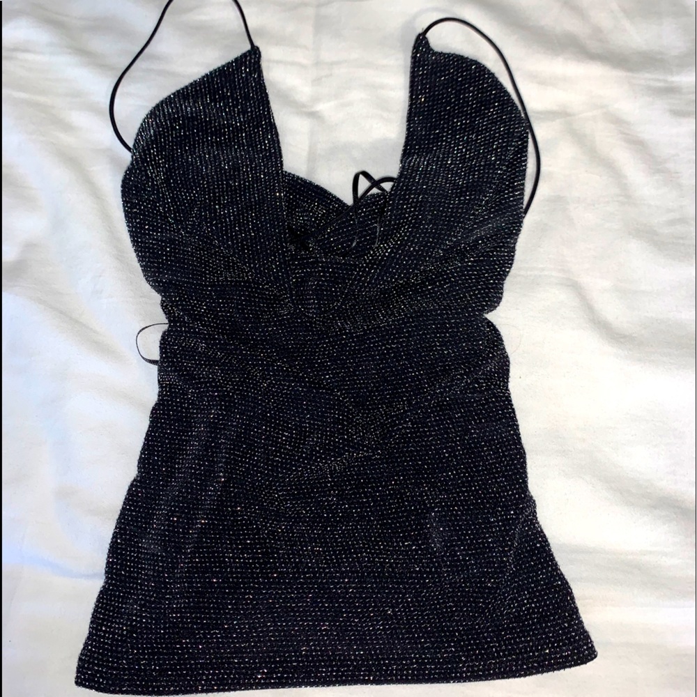 Black shimmery top